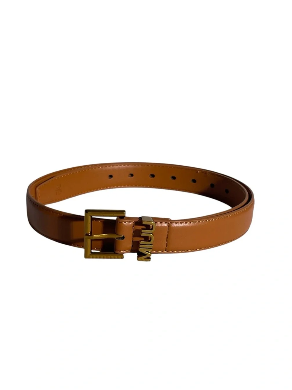 💁🏻‍♀️ Women’s Tan Leather Belt with Gold-Tone Logo Buckle 💁🏻‍♀️